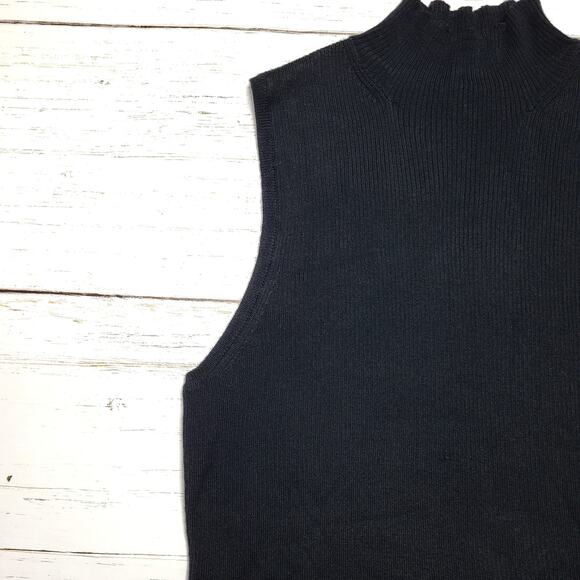 Madewell Merino Wool Silk Sweater Tank Sleeveless Top Mockneck Black Soft XL - Picture 6 of 8